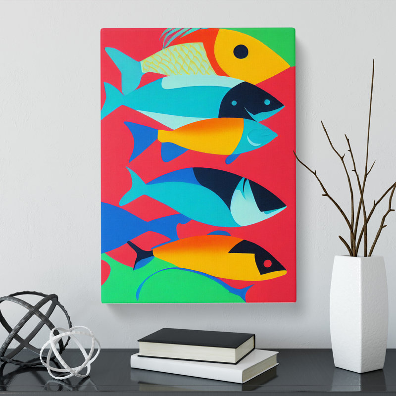 Aman Fish Abstract - Wrapped Canvas Print, 50cm H x 35cm W x 3cm D