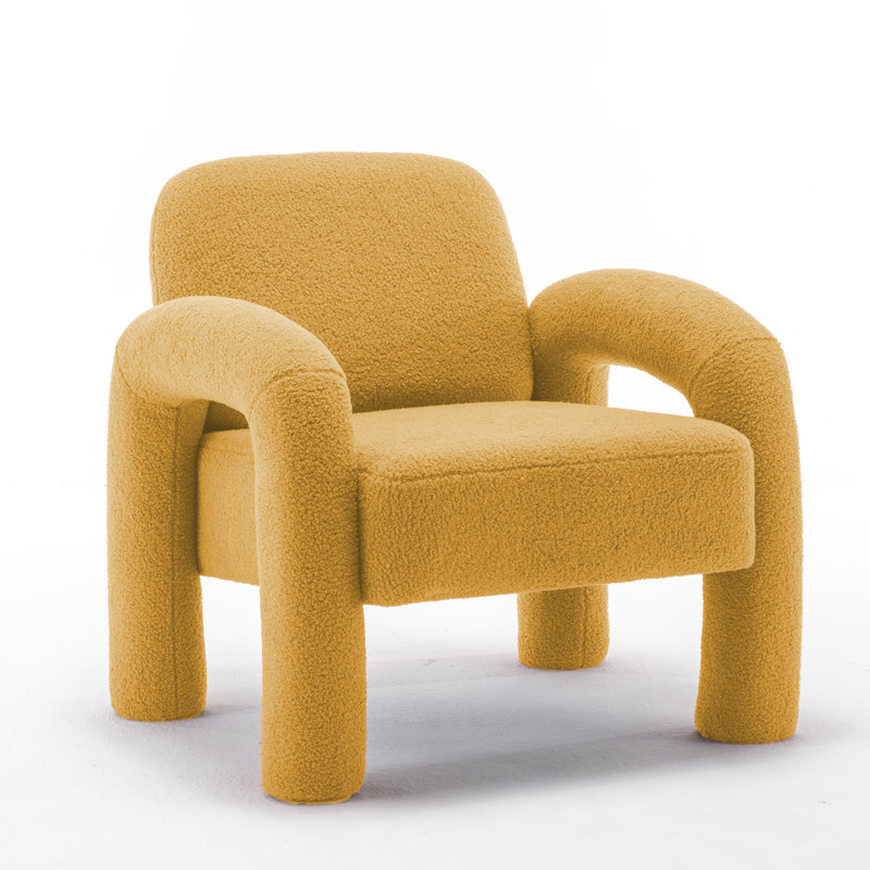 Armchai de 28 po de largeur, Polyester jaune moutarde