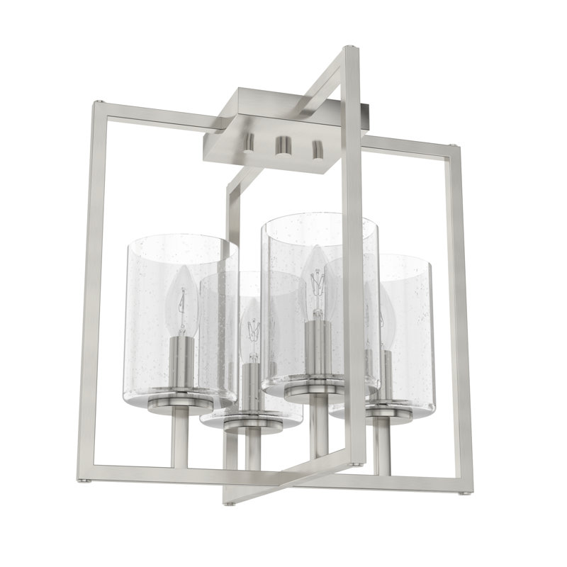Plafonnier encastré en verre Kerrison, Nickel brossé