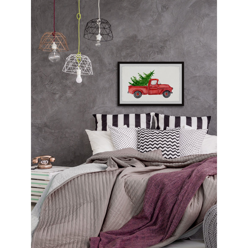 Rustic Red Pine Truck - Single Picture Frame Painting, 20cm H x 30cm W x 3.81cm D