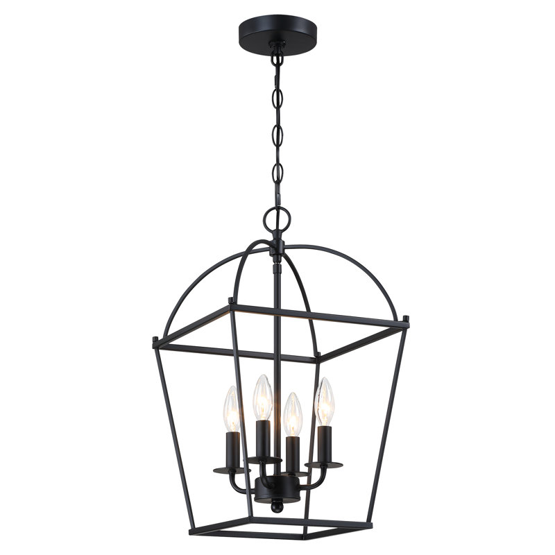 CHANDELIER H 21 "AVEC 4 LUMIÈRES AVEC FINI NOIR MAT, E12 / candélabre