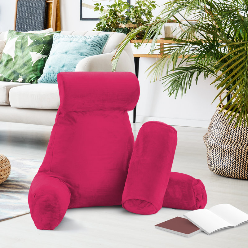 Nestl Reading Back Pillow For Reading & Bed Rest, 22" H x 36" W x 13" D, Hot Pink