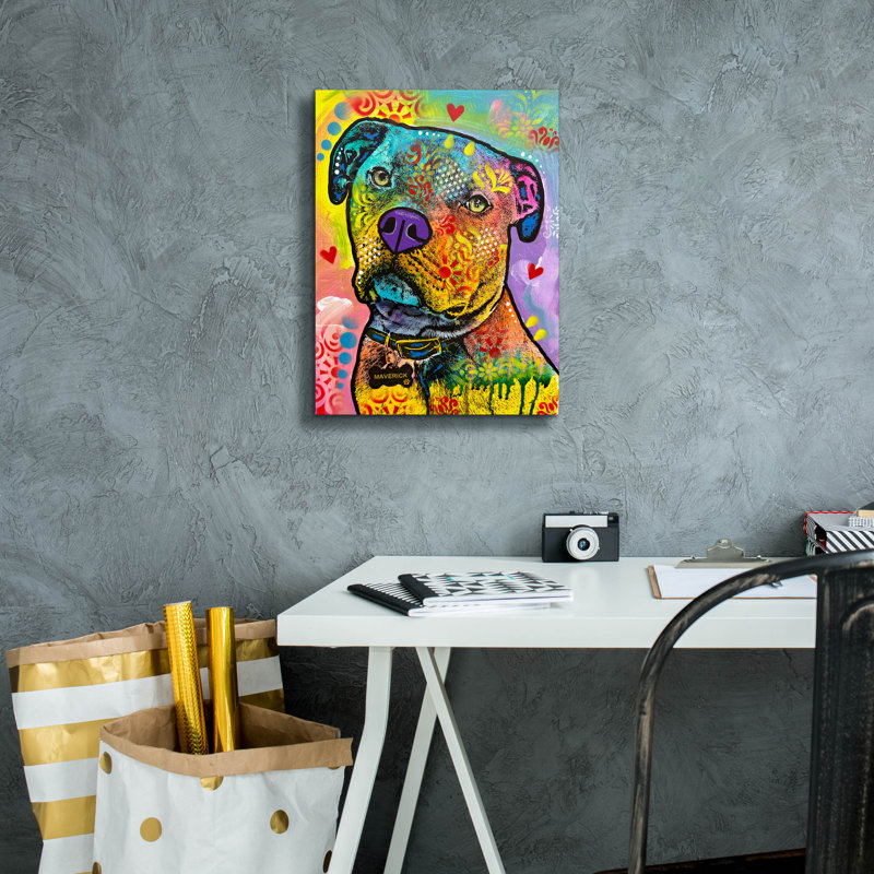 «Sgt Maverick Report For Scritches» par Dean Russo, art mural sur toile, H 16 po x l 12 po x P 0,75 po
