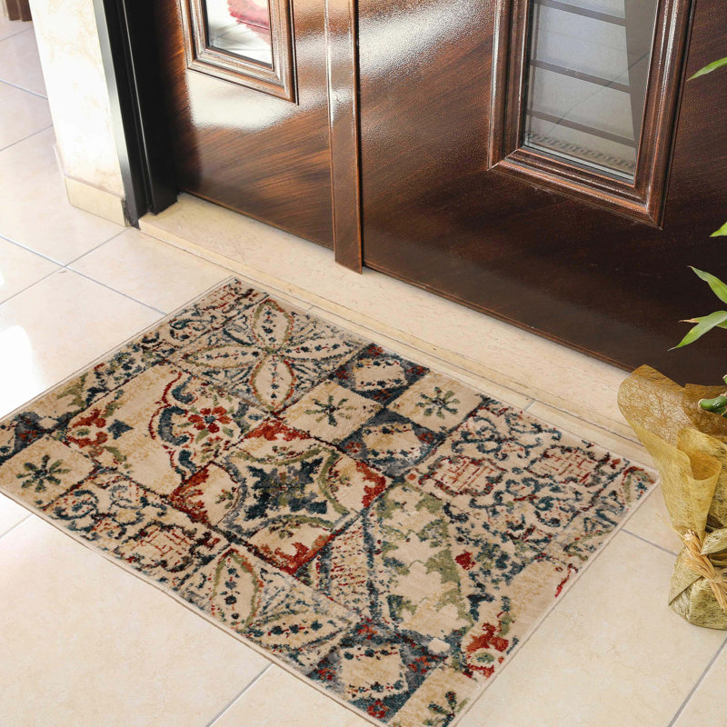 Tapis patchwork rustique 100% polypropylène Vanessa, Rectangulaire 2 pi x 3 pi
