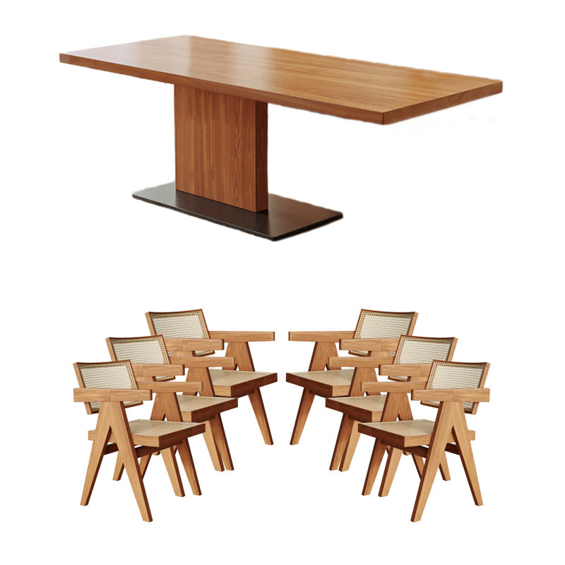 Solid wood ash dining table set, 29.53"H x 70.87"L x 31.5"W