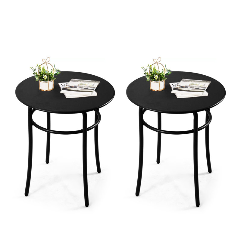 Round Tall High Standing Table For Patio, Metal Tall Bistro Table Set Of 2, High Bar Table For Small Spaces, Tall Outdoor End Table Coffee Table For Porch Garden Poolside Backyard