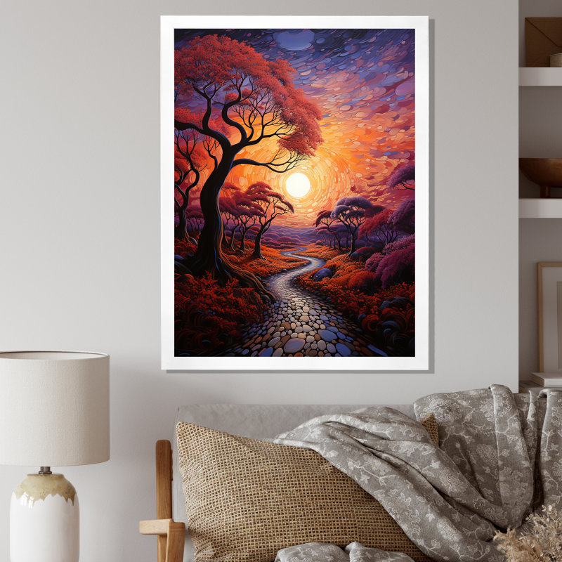 Dakyra Sunset Sunset Reverie Pointillism I - impression, Cadre photo blanc, H 32 po x l 24 po x P 1 po