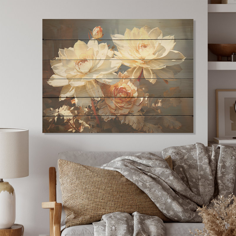 «Succulent Farmhouse Still Life - Succulent Wood Art» sur bois de pin naturel, H 10 po x l 20 po