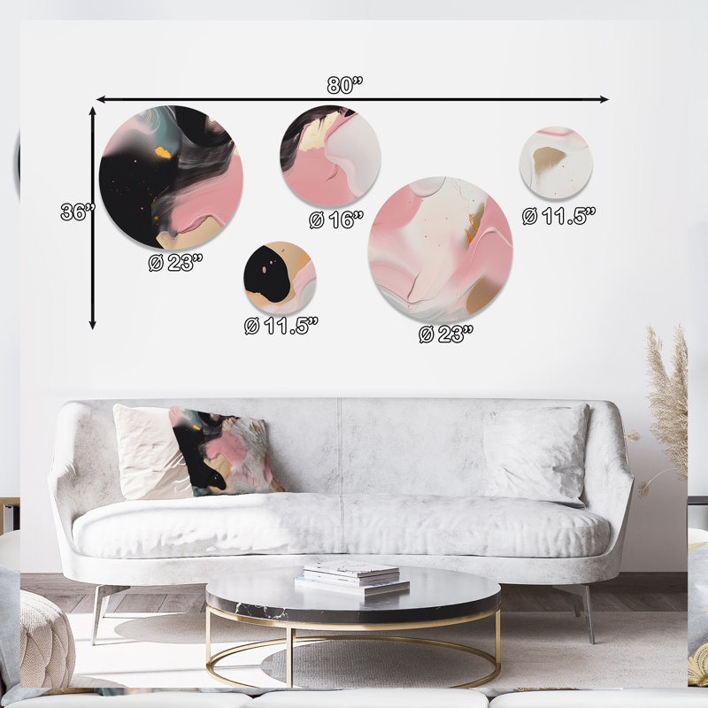 Pink and Gold Inner Worlds of Marble VI - Abstract Marble Metal Wall Décor