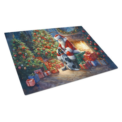 Planche à découper en verre Bluetick Hound and Santa Claus