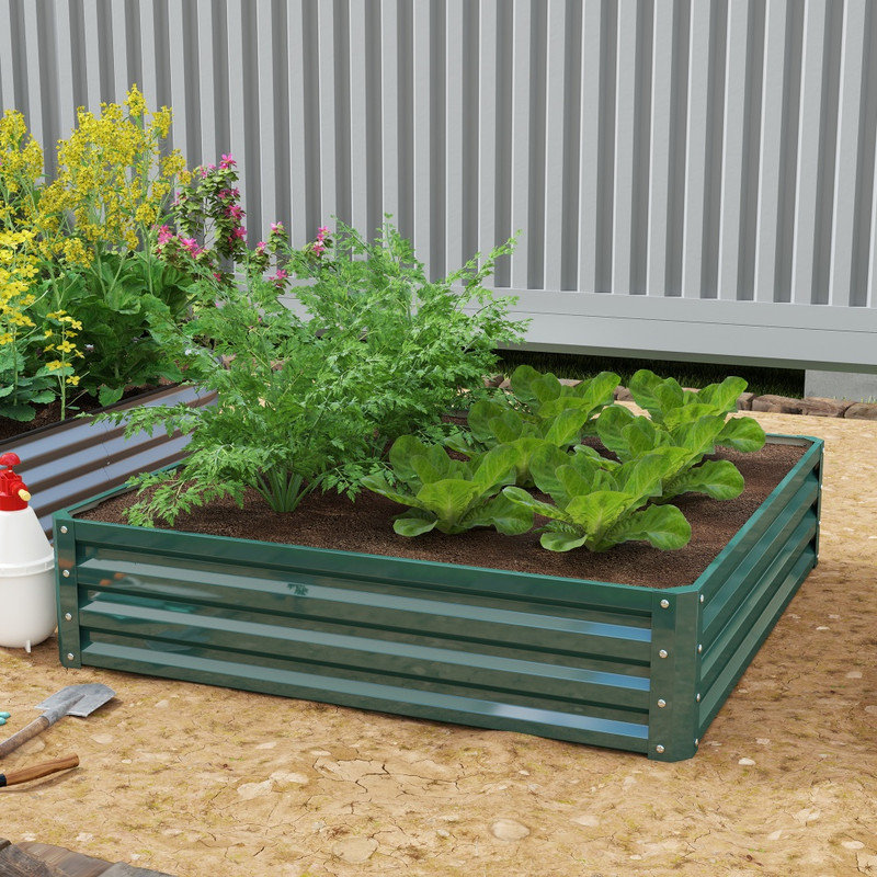 Planter Box, 30cm H x 120cm W x 120cm D, Set of 1, Green