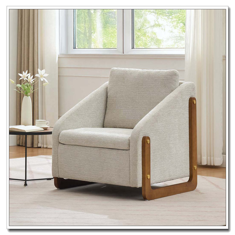 Fauteuil rembourré Chenille, Beige