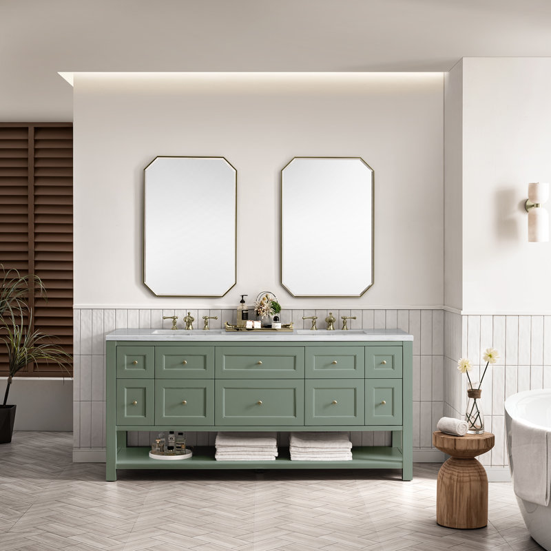 Breckenridge 72'' W Double Vanity, Ethereal Noctis, Smokey Celadon, 8" Widespread