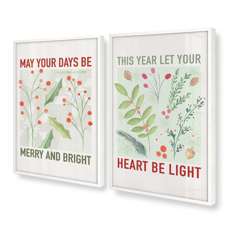«Heart Be Light», ensemble de 2 reproductions d'art, 20 po x 16 po, Blanc opaque