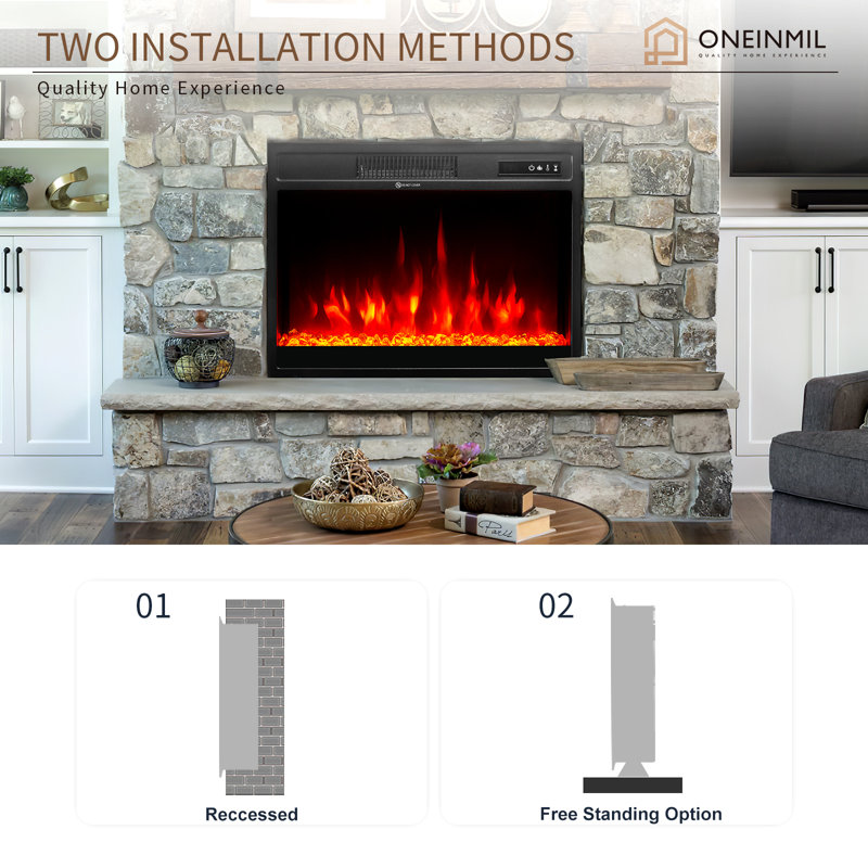 23'' W Black Electric Fireplace