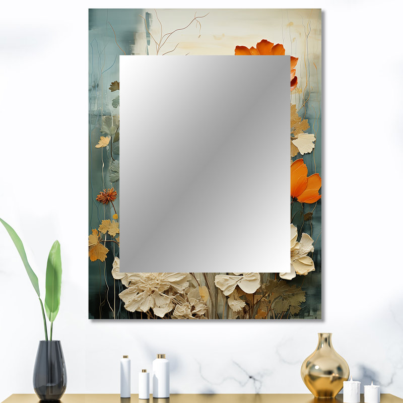 Natures symphonie - miroir de collages abstraits, miroir mural décoratif jaune, impression d'art en métal, 40 po x 30 po