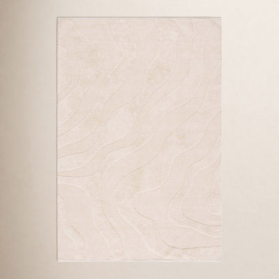 Mozie Ivory Washable Hand-Woven Cotton Rug
