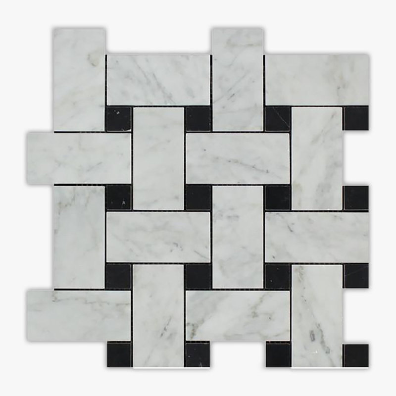 12" x 12" Marble Patterned Wall & Floor Tile, White/Black