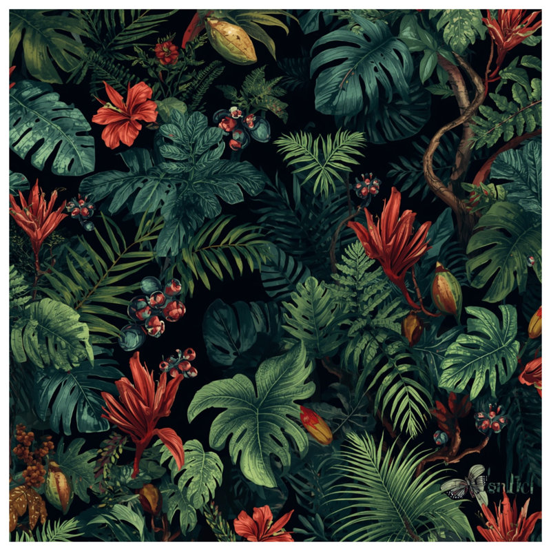 Rideaux de douche à feuilles tropicales, L 70 po x H 84 po