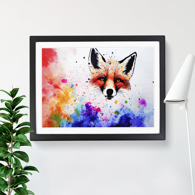 Fox Splash Vol.4 Abstract - Single Picture Frame Painting, Black, 25cm H x 34cm W x 2cm D