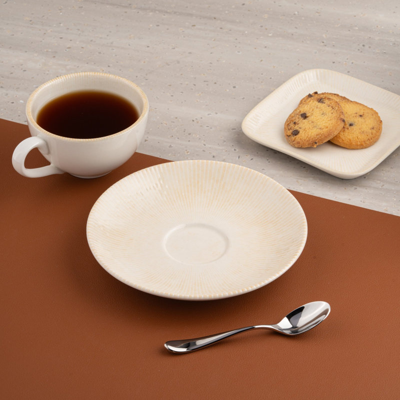 Soucoupe de luxe en porcelaine, sable, 6 po