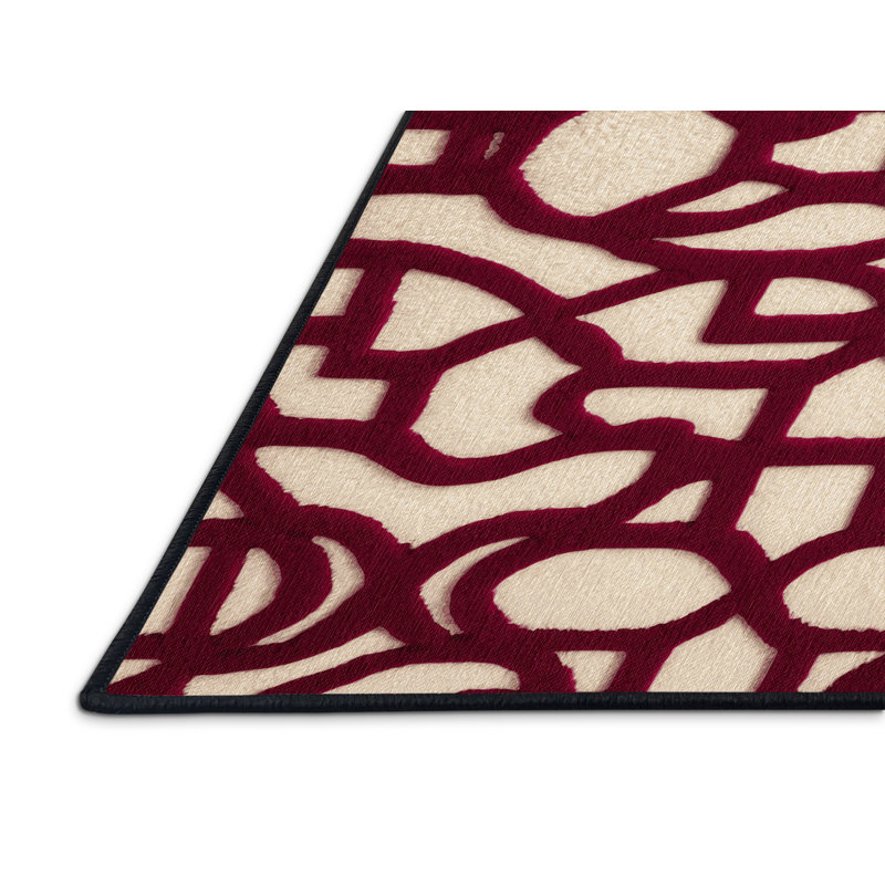 Machine Washable Trellis Red Area Rug, Round 3'