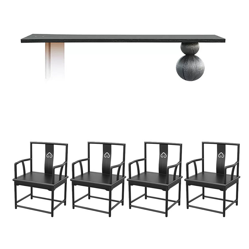 Ensemble de table de salle à manger en bois de frêne massif, H 29,53 po x L 62,99 po x l 25,59 po, 5 pièces: table, 4 chaises