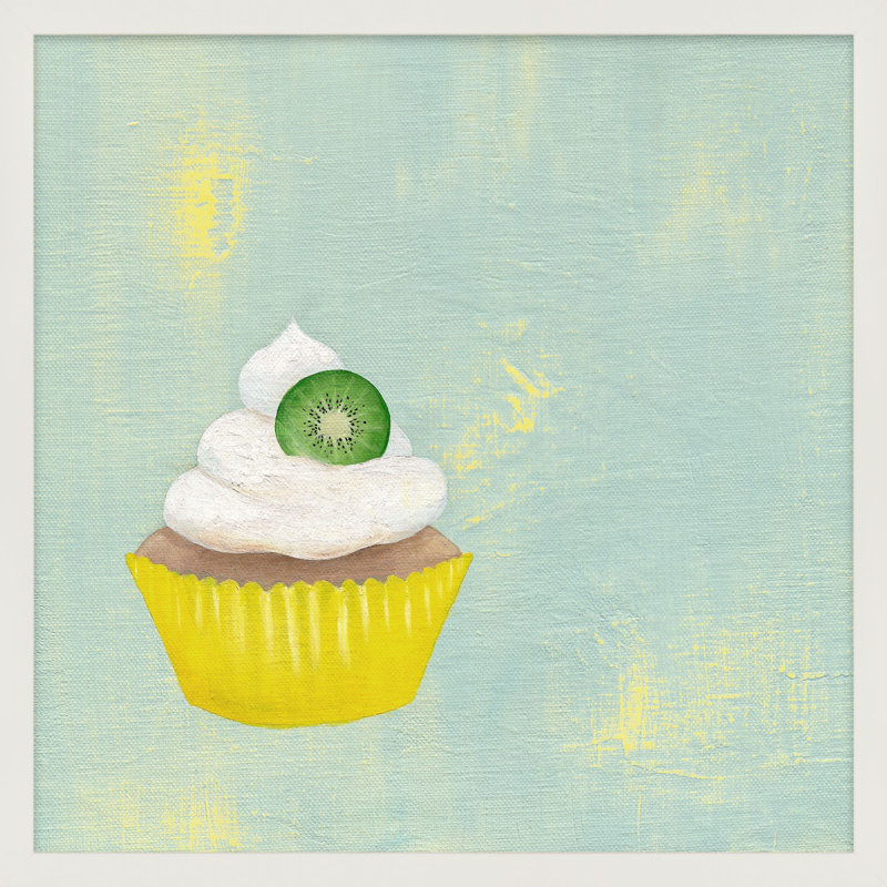 Kiwi Cupcake Print by Katy Montica, White Framed Paper, 10" W x 10" H x 1.25" D