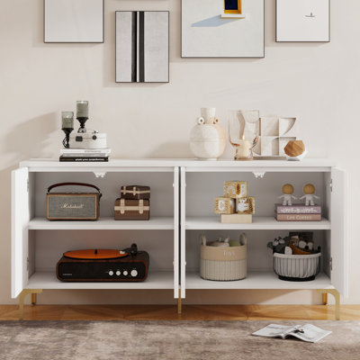Buffet 60 "avec triangles géométriques et tablettes réglables, armoire de rangement pour la salle à manger, vestibule