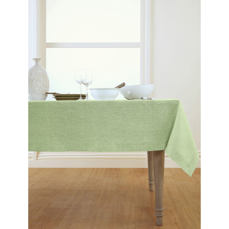 100% Pure Linen Tablecloth - Athena, Chambray Green, 120" x 60"