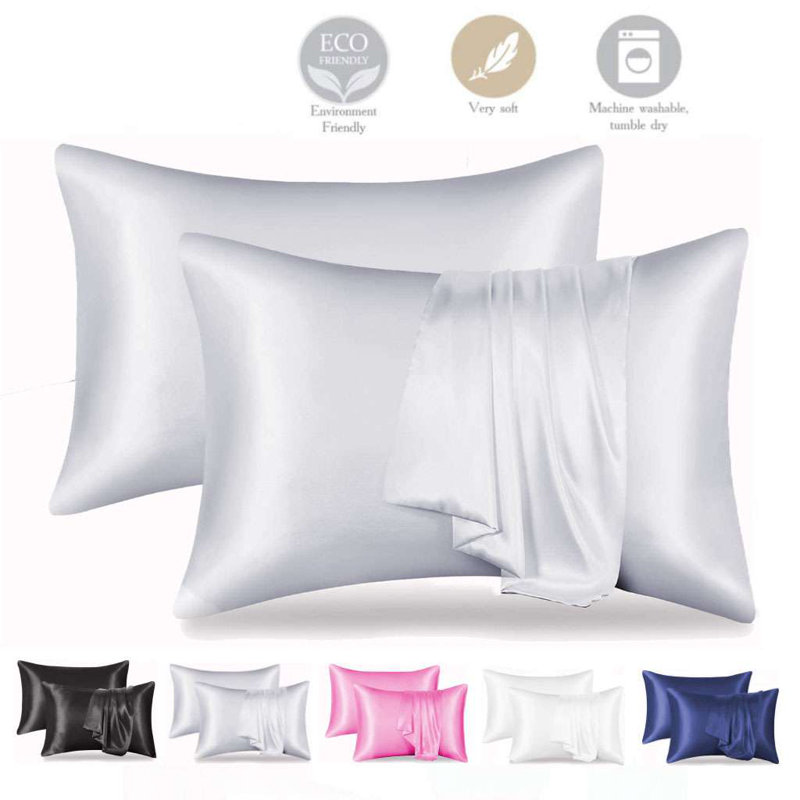Satin - Set of 2, Queen Pillowcase, Gray
