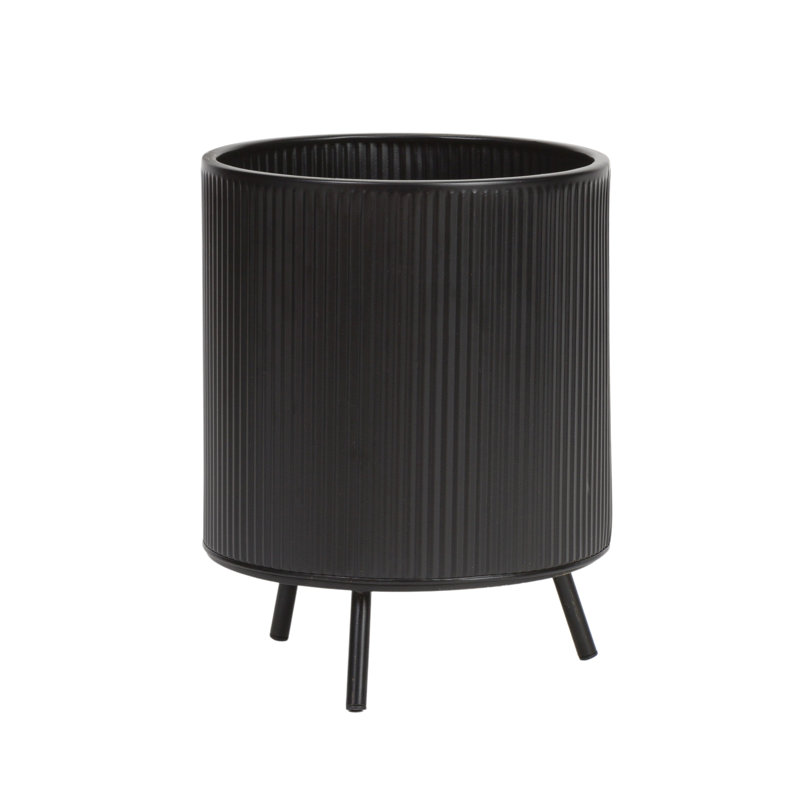 Clemansa Everett Pot with Nyra Base, Black, 13" H x 10.25" W x 10.25" D