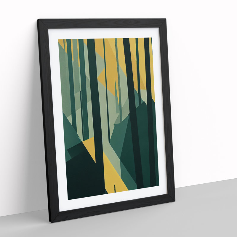 Block Print Forest No.1 - Print, 66cm H x 48cm W x 2cm D, Black Framed, White