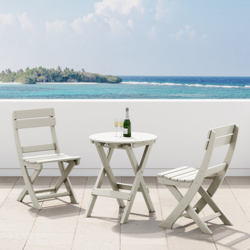 Laguna 3-Piece Folding Dining Set, Beige