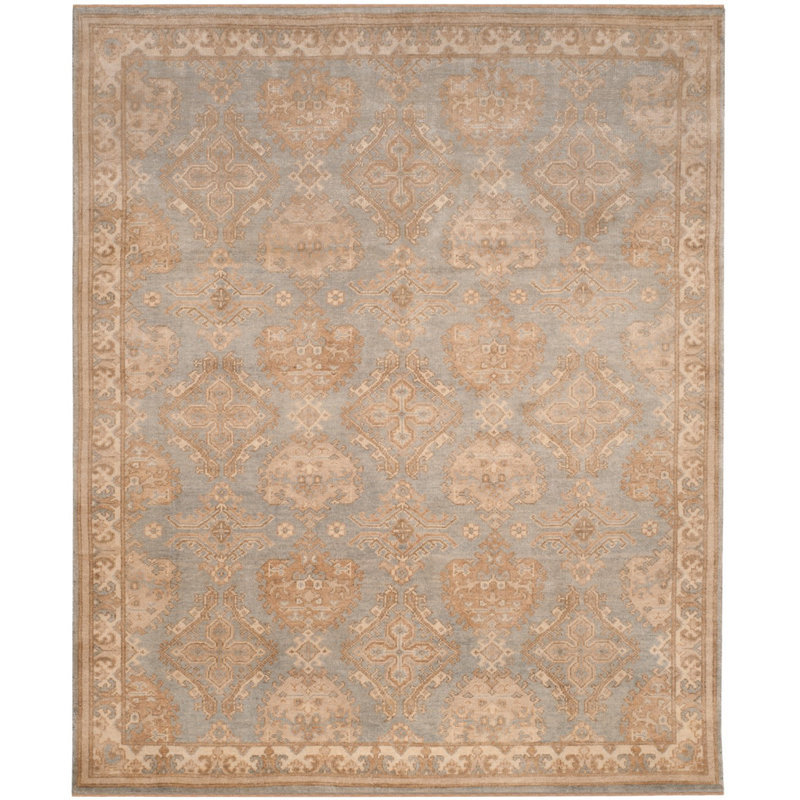 Sivas Hand-Knotted Light Blue/Ivory Area Rug, Rectangle 9' x 12'