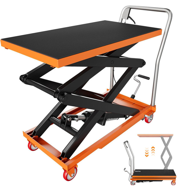 770lbs Manual Hydraulic Lift Table Cart 59'' Lifting For Warehouses Transporting