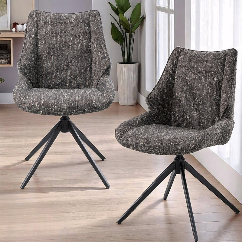 Ensemble de 2 chaises de salle à manger, chaise d'appoint en chenille avec pivot
