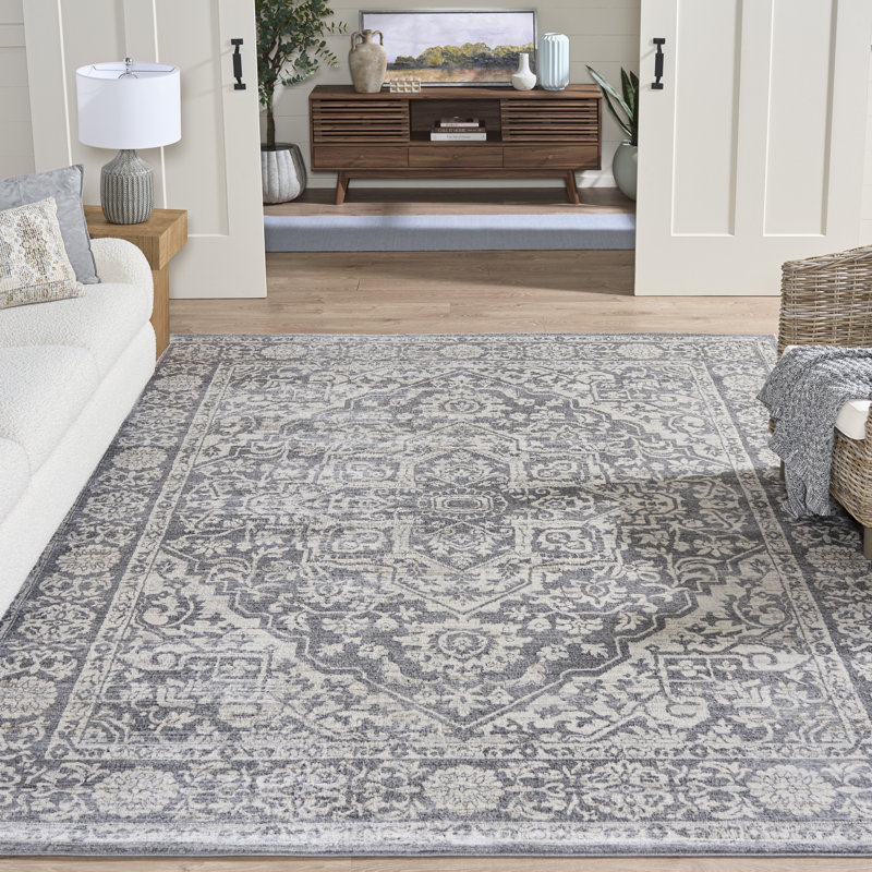 Tapis oriental gris clair / ivoire, Rectangle 2 pi x 4 pi, Light Grey/Ivory