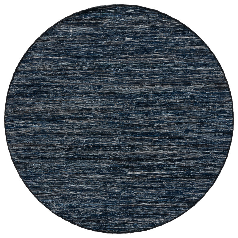 Ketter Hand Woven Denim/Cotton Rug in Navy/Black, Round 6'