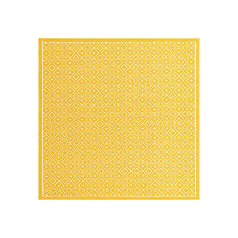 Tapis intérieur / extérieur en polypropylène géométrique tissé à la machine en jaune / blanc, Rectangle 9 pi x 12 pi