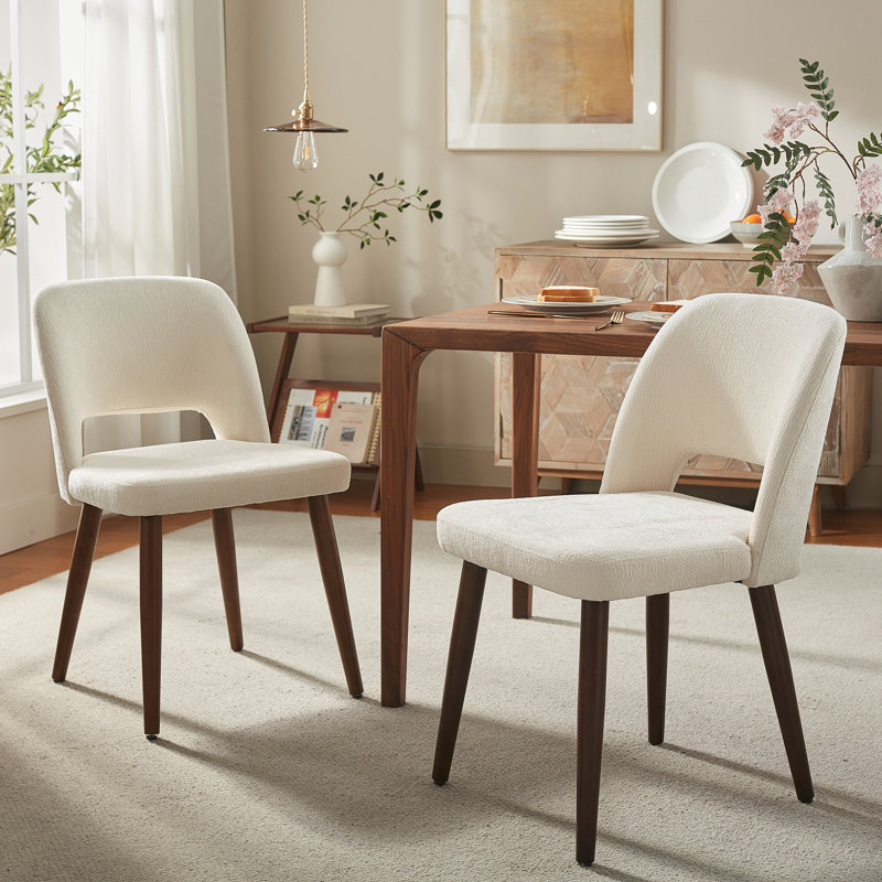  Chaises d'appoint rembourrées avec pieds en bois , Beige