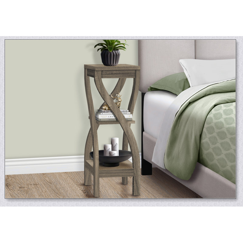 Table d'appoint moderne à 3 niveaux en stratifié avec rangement, parfaite pour le salon et la chambre à coucher.
