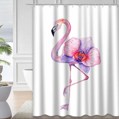 Watercolor Flamingo Tropic Flowers Aloha Animal Art Beautiful Bird with 12 Hooks