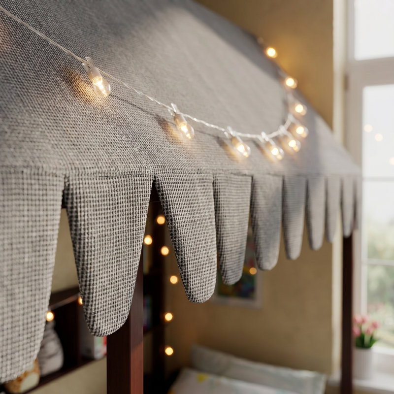 Enchanting Lit de jeu Montessori avec auvent lumineux et rangement - Taille simple (sans lattes incluses), Espresso