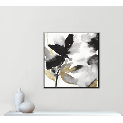 «Black Petals Black Leaves I Print» par Asia Jensen
