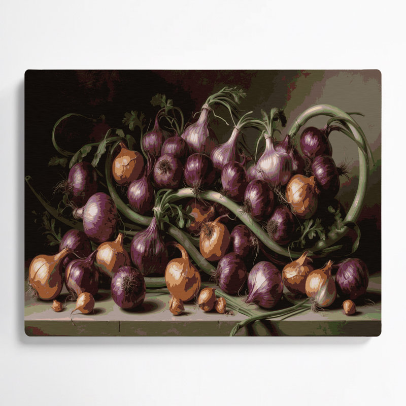 Légumes, échalote, art mural en métal noir