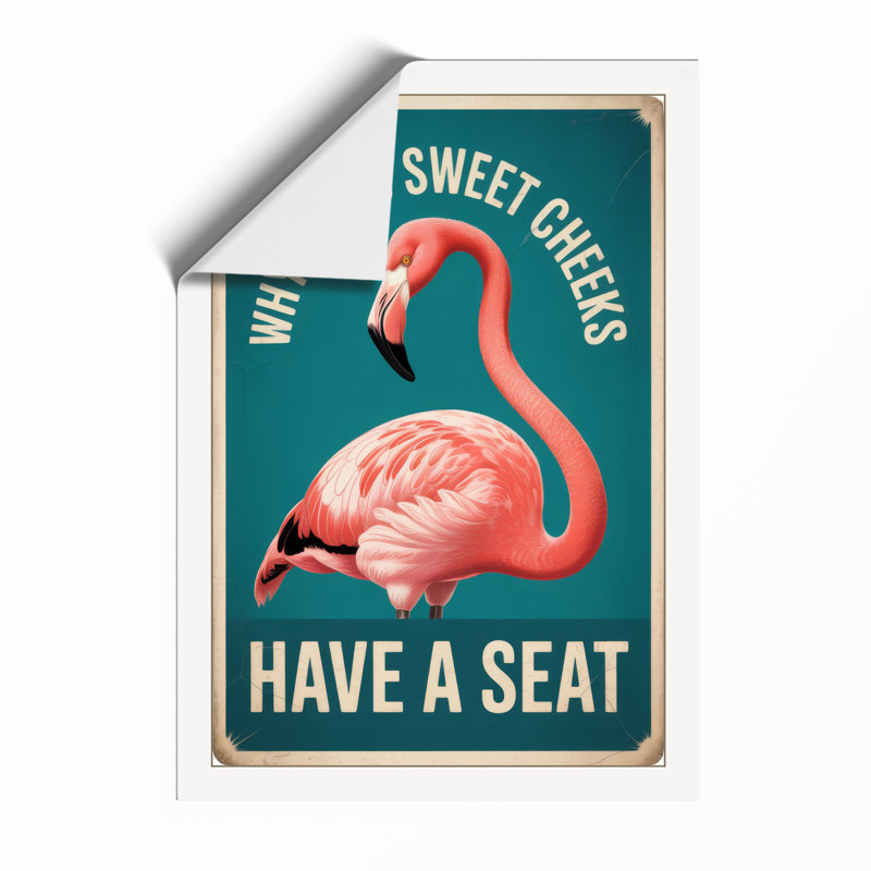 Sweet Cheeks Flamingo Sign Retro - Framed Print, A4 - 29.7 x 21.0 cm, Unframed