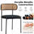 Rattan Dining Chairs, Farmhouse Metal Dining Room Chairs With Upholstered Cushion, Mid-Century Modern Cane Chairs Set With Curved Backrest For Kitchen Restaurant, Black-577499300-577499303