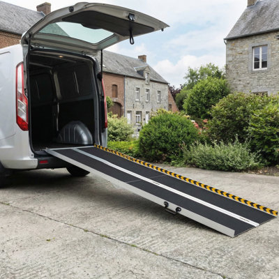9FT Aluminum Folding Wheelchair Ramp for Doorways & Steps – Heavy Duty 600 lbs Capacity Threshold Ramp with Non-Slip Surface for Home Entry, Scooters, Elderly Access