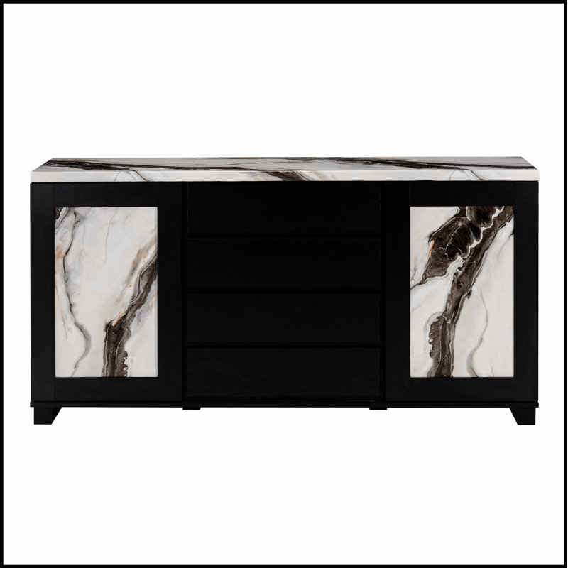 Stacey Black Buffet with Ample Storage and Sleek Design, Perfect for Modern Dining and Entertaining Spaces.